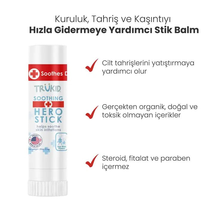 TruKid Kuruluk, Tahriş ve Kaşıntıyı Hızla Gidermeye Yardımcı Hero Stik Balm 15.6 gr