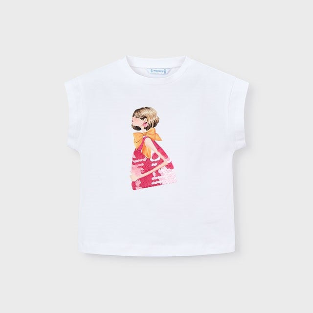 Mayoral Yazlık Kız Kısa Kol T-shirt Ekru