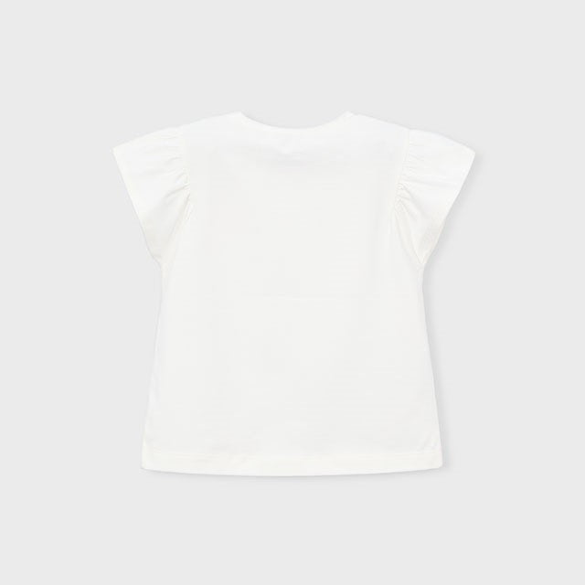 Mayoral Yazlık Kız Kısa Kol T-shirt Ekru