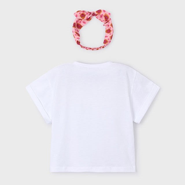 Mayoral Yazlık Kız Kısa Kol T-shirt Ekru