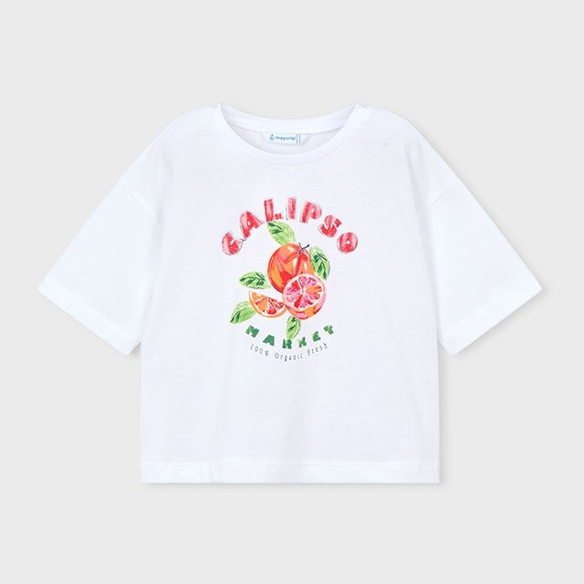 Mayoral Yazlık Kız Kısa Kol T-shirt Ekru