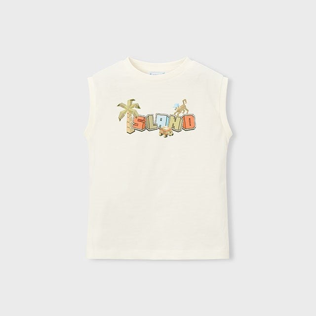 Mayoral Yazlık Erkek Kolsuz T-shirt Ekru