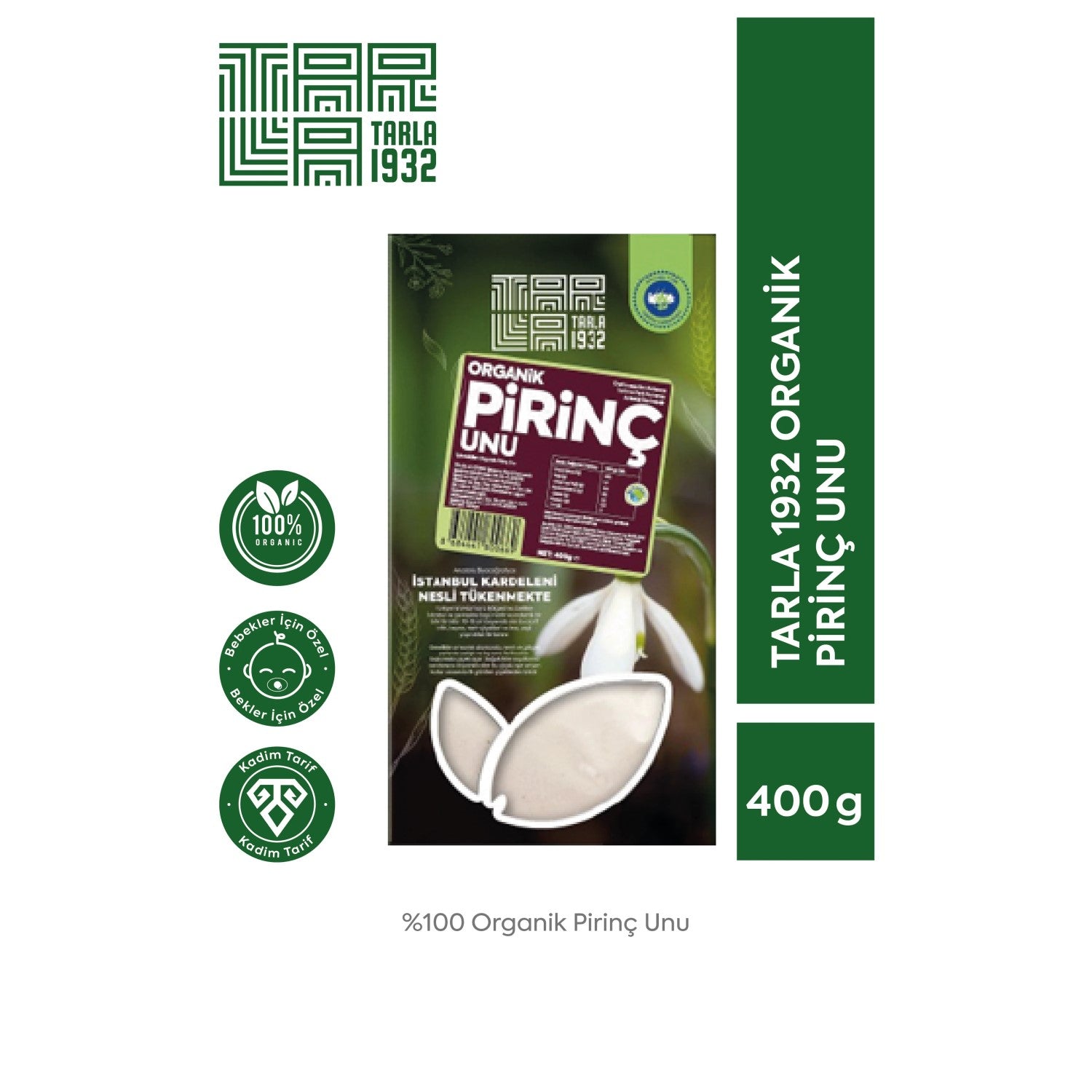 Tarla 1932 Organik Pirinç Unu - Katkısız & Doğal - 400 gr