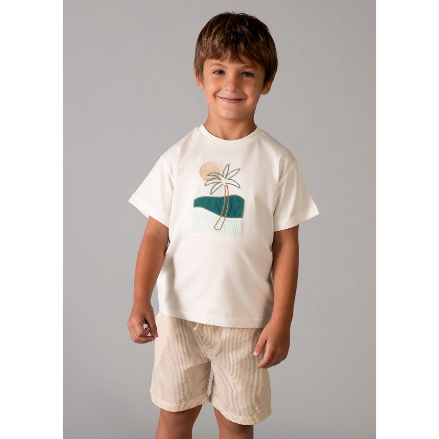 Mayoral Yazlık Erkek Kısa Kol T-shirt Bermuda 2'li Set Bej