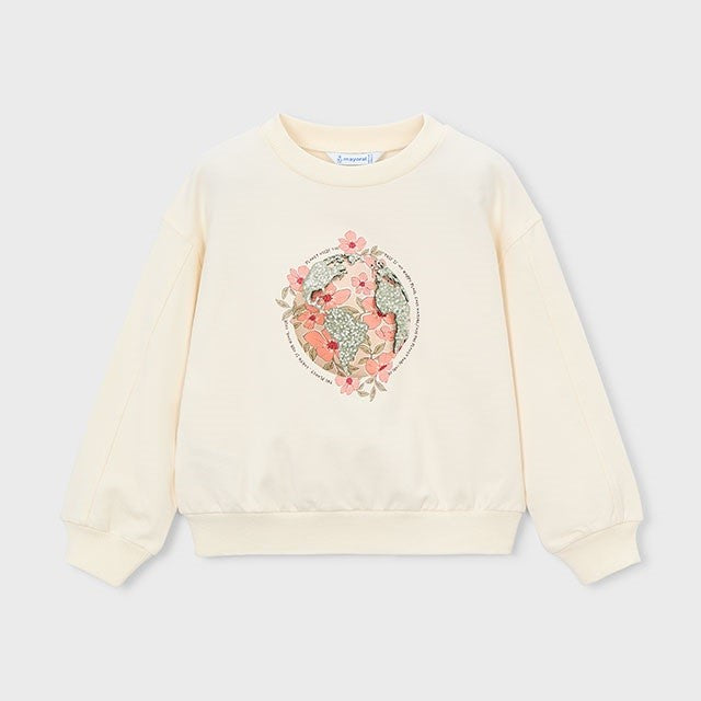 Mayoral Yazlık Kız Uzun Kol Sweatshirt Bej