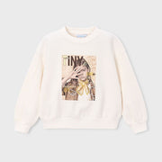 Mayoral Yazlık Kız Uzun Kol Sweatshirt Ekru