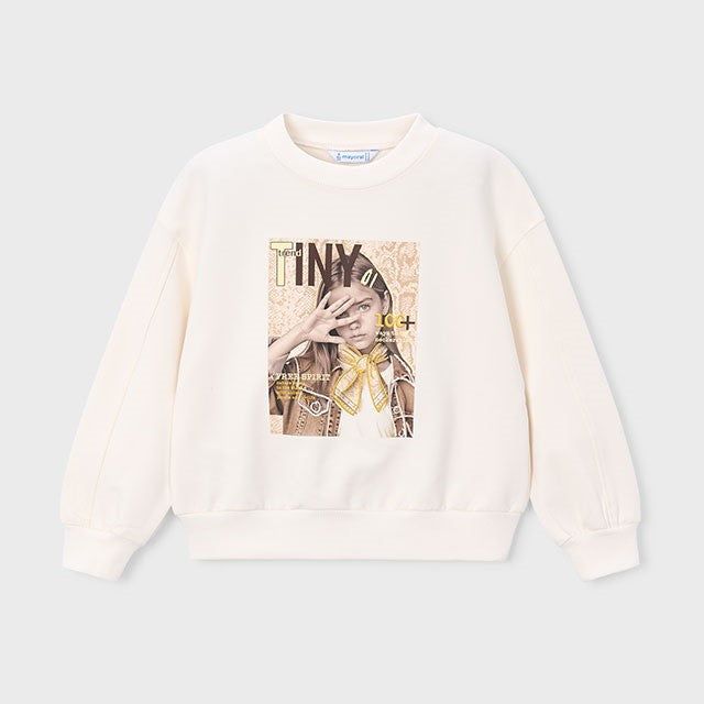 Mayoral Yazlık Kız Uzun Kol Sweatshirt Ekru