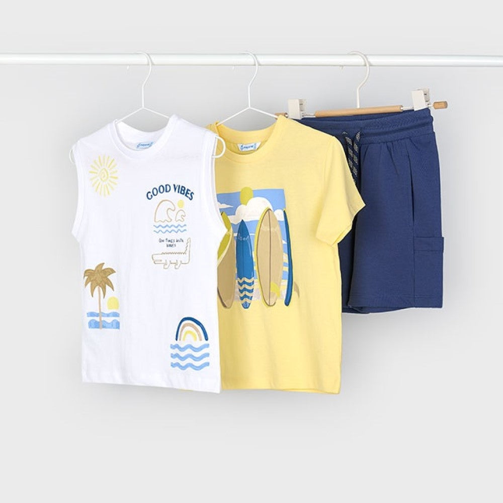 Mayoral Yazlık Erkek T-shirt Şort Üçlü Set Sarı
