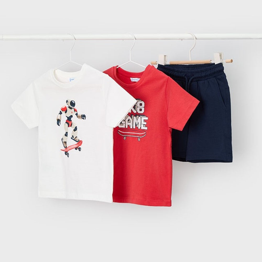 Mayoral Yazlık Erkek T-shirt Şort Üçlü Set Kırmızı