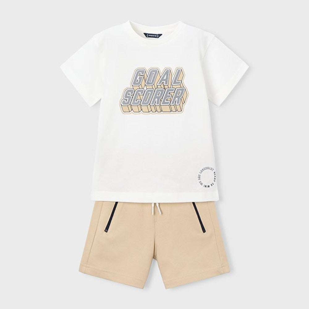 Mayoral Yazlık Erkek T-shirt Şort İkili Set Bej