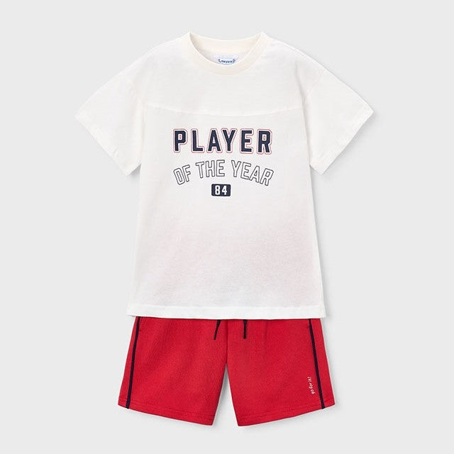 Mayoral Yazlık Erkek T-shirt Şort İkili Set Kırmızı