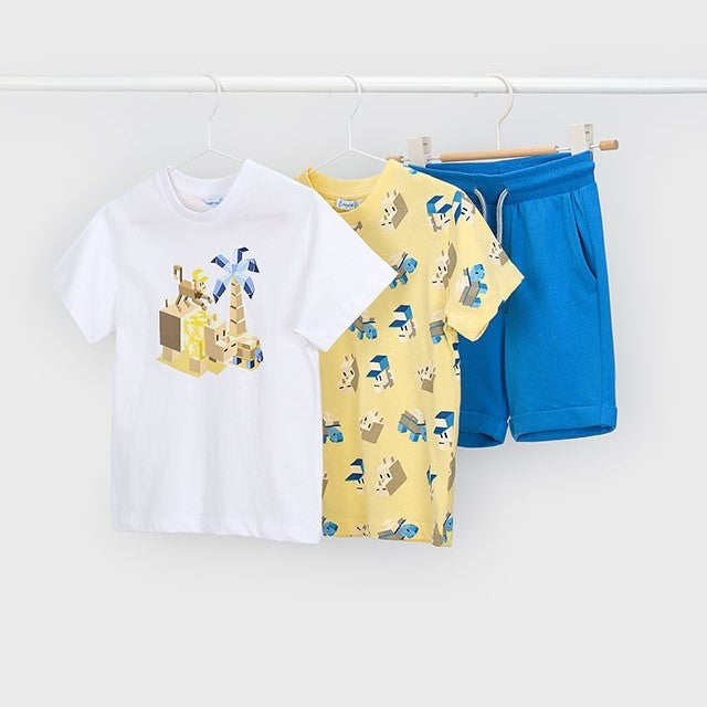 Mayoral Yazlık Erkek T-shirt Şort Üçlü Set Sarı