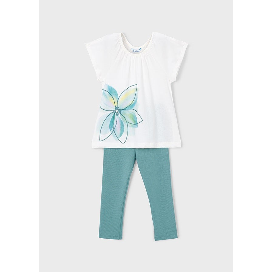 Mayoral Yazlık Kız Bluz Tayt 2'li Set Yeşil