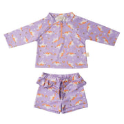 Miela Kids Kız Bebek UV Korumalı Alt Üst  Set - Rainbow Unicorn Lilac Lila