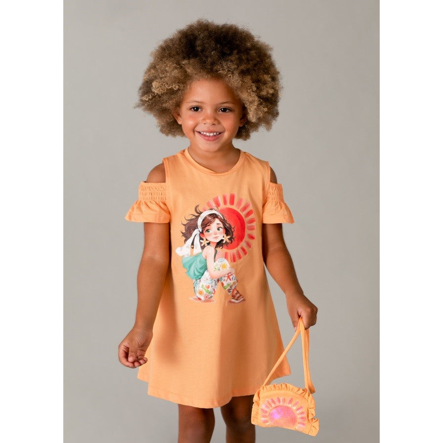 Mayoral Yazlık Kız Elbise ve Çanta Set Turuncu