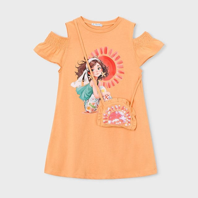 Mayoral Yazlık Kız Elbise ve Çanta Set Turuncu