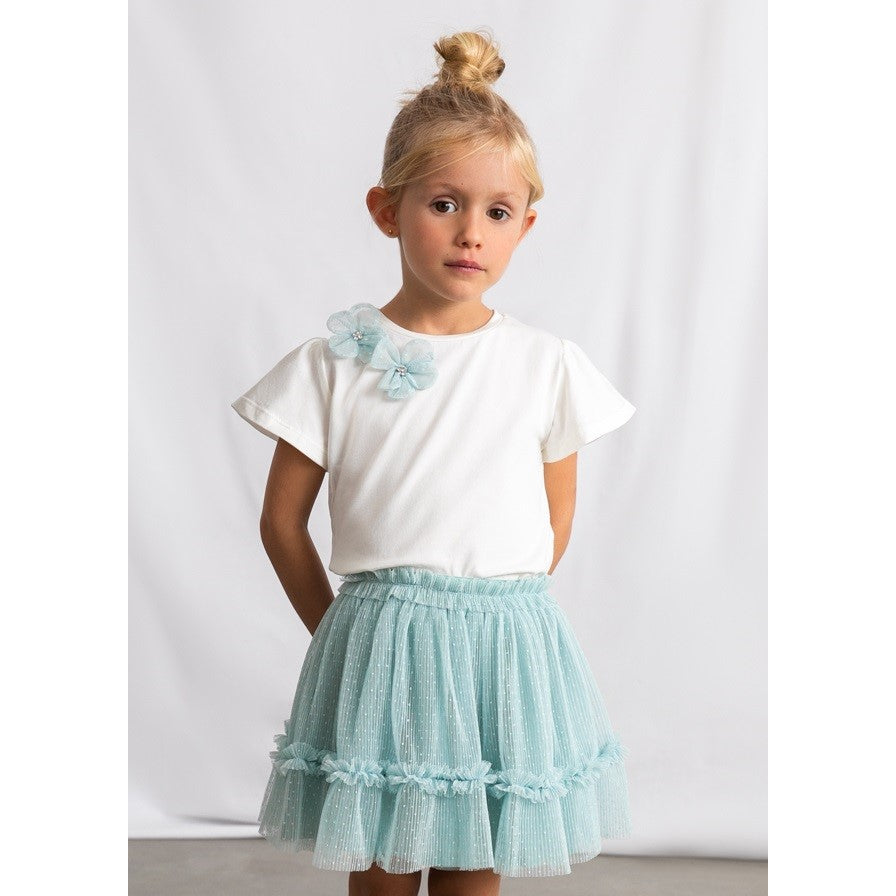 Mayoral Yazlık Kız Bluz Tül Etek Set Yeşil