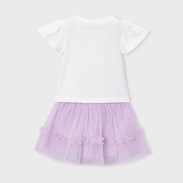Mayoral Yazlık Kız Bluz Tül Etek Set Mor
