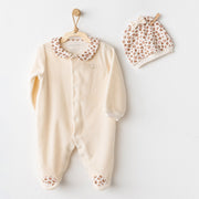 Andywawa Kız Bebek Kışlık Tulum Şapka Set - Little Leopard Ekru