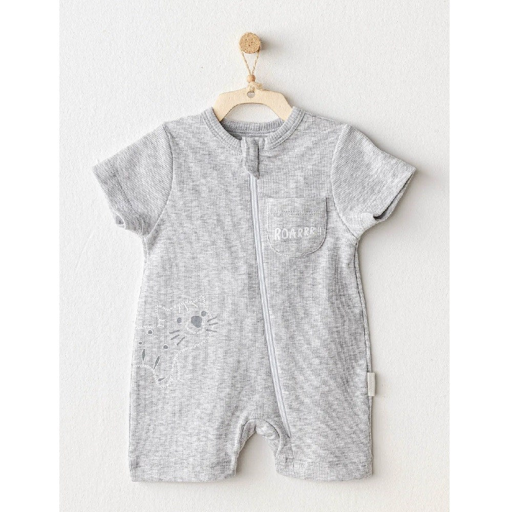 Andy Wawa Andywawa Erkek Bebek Yazlık Romper Tulum - Little King Gri - Body,Tulum,Zıbın