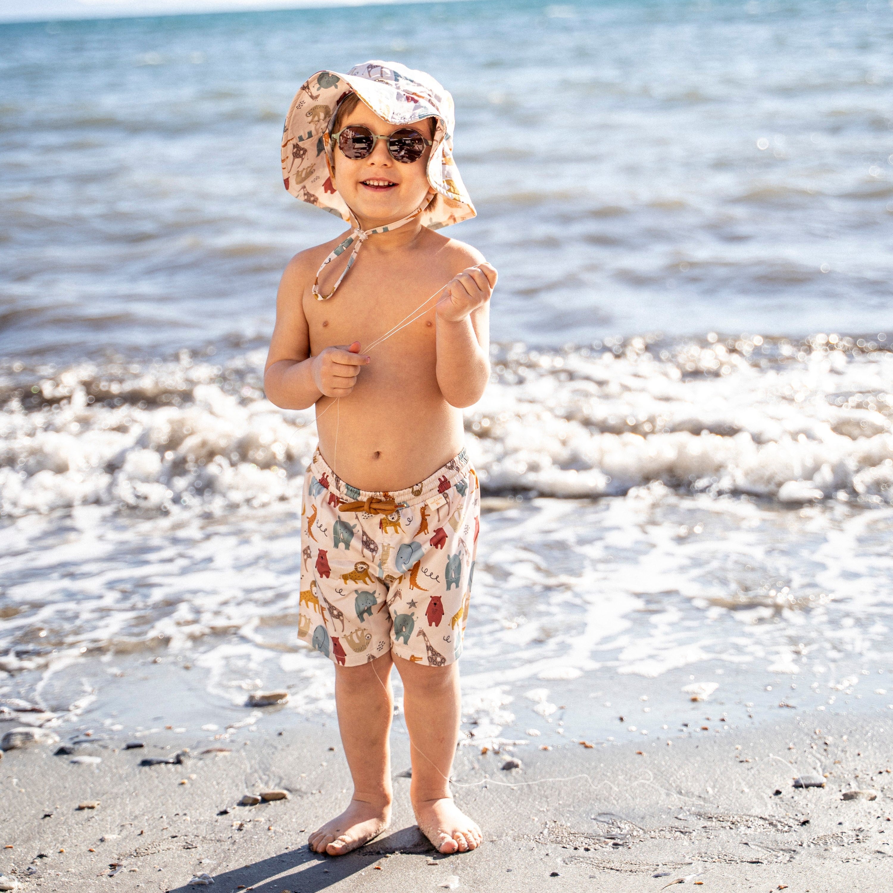 Miela Kids Erkek Çocuk UV Korumalı Mayo Şort - Jungle Ekru