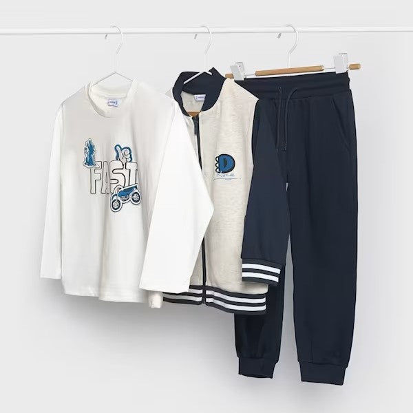 Mayoral Kışlık Erkek Sweatshirt Ceket Eşofman Üçlü Set Mavi