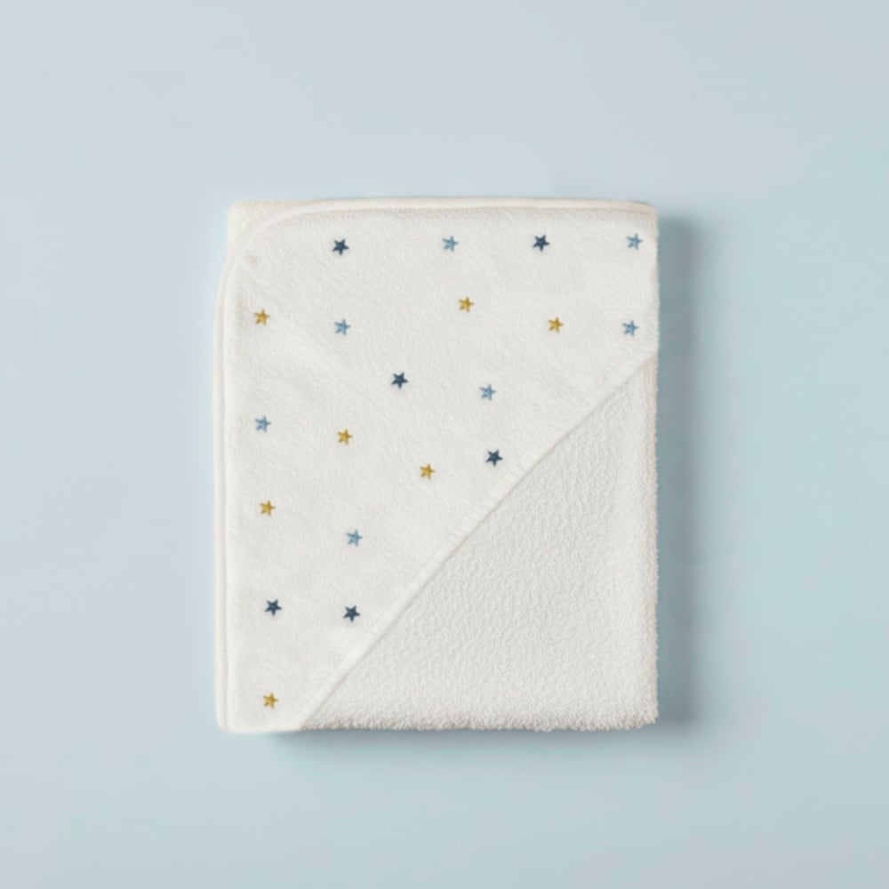 Mama Yoyo Bebek Banyo Havlusu Yıldız Desenli 90x90 cm Ekru