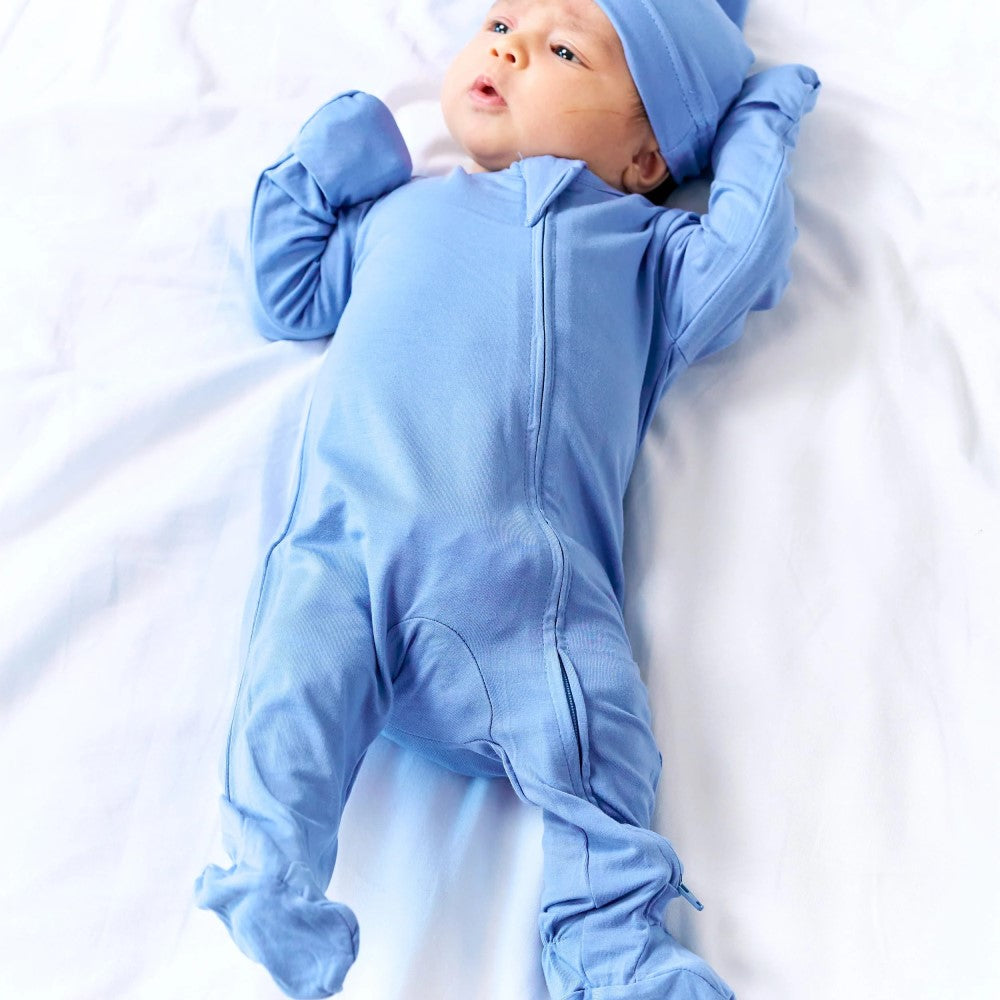 Bebesense Bambu Ayaklı Tulum Mavi