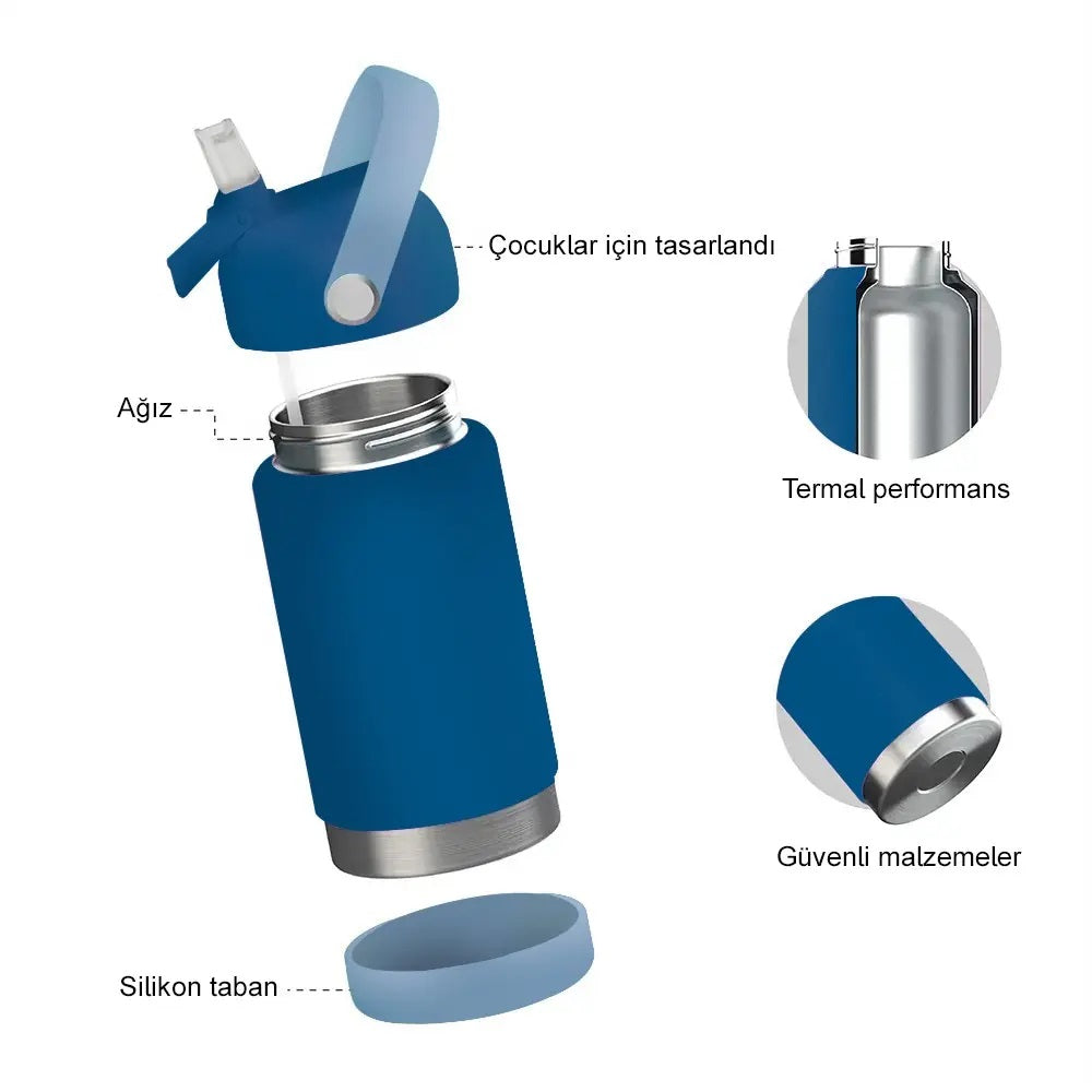 SipnJoy FlipSip Çocuk Su Termosu 360 ml - Swan Harmony - Suluk - Görsel 4