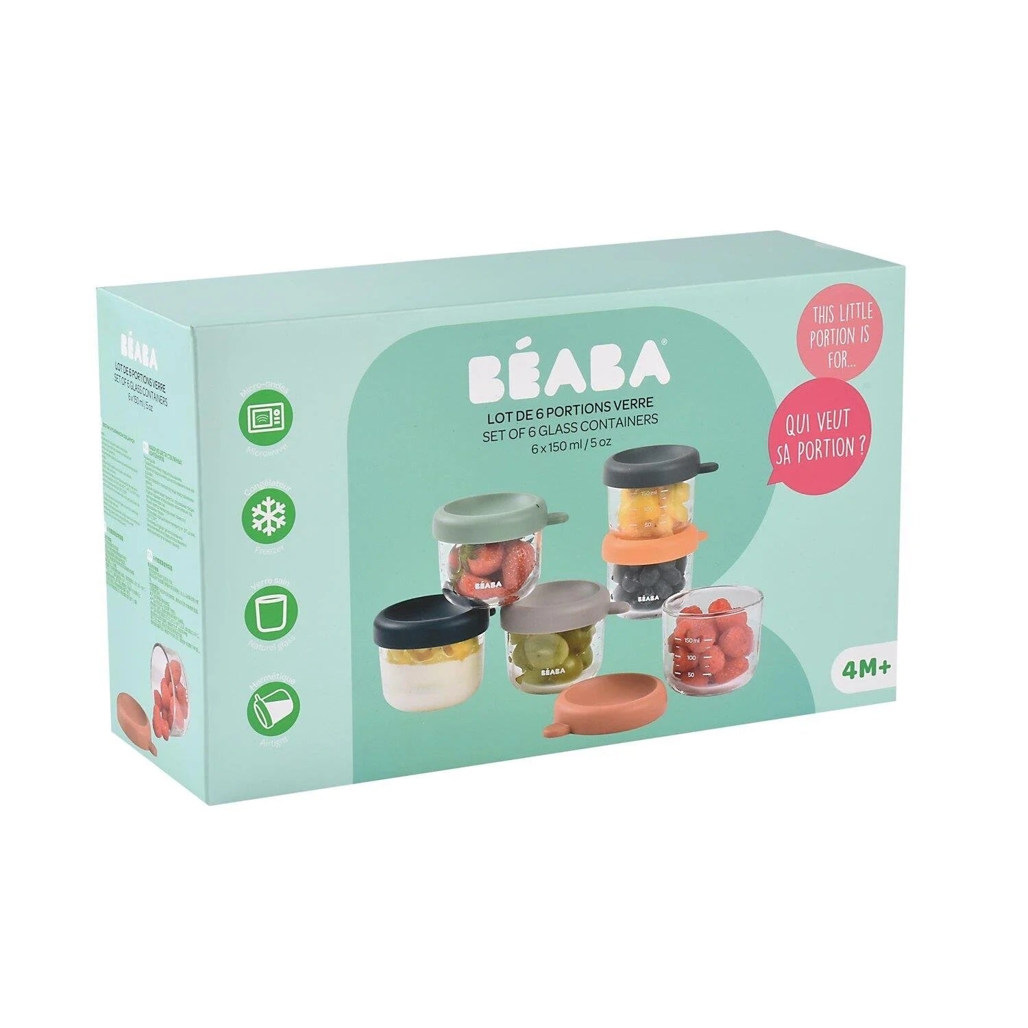 Beaba Bebek Cam Mama Kavanozu 6'lı Set 150 Ml, Sunrise Color Mix