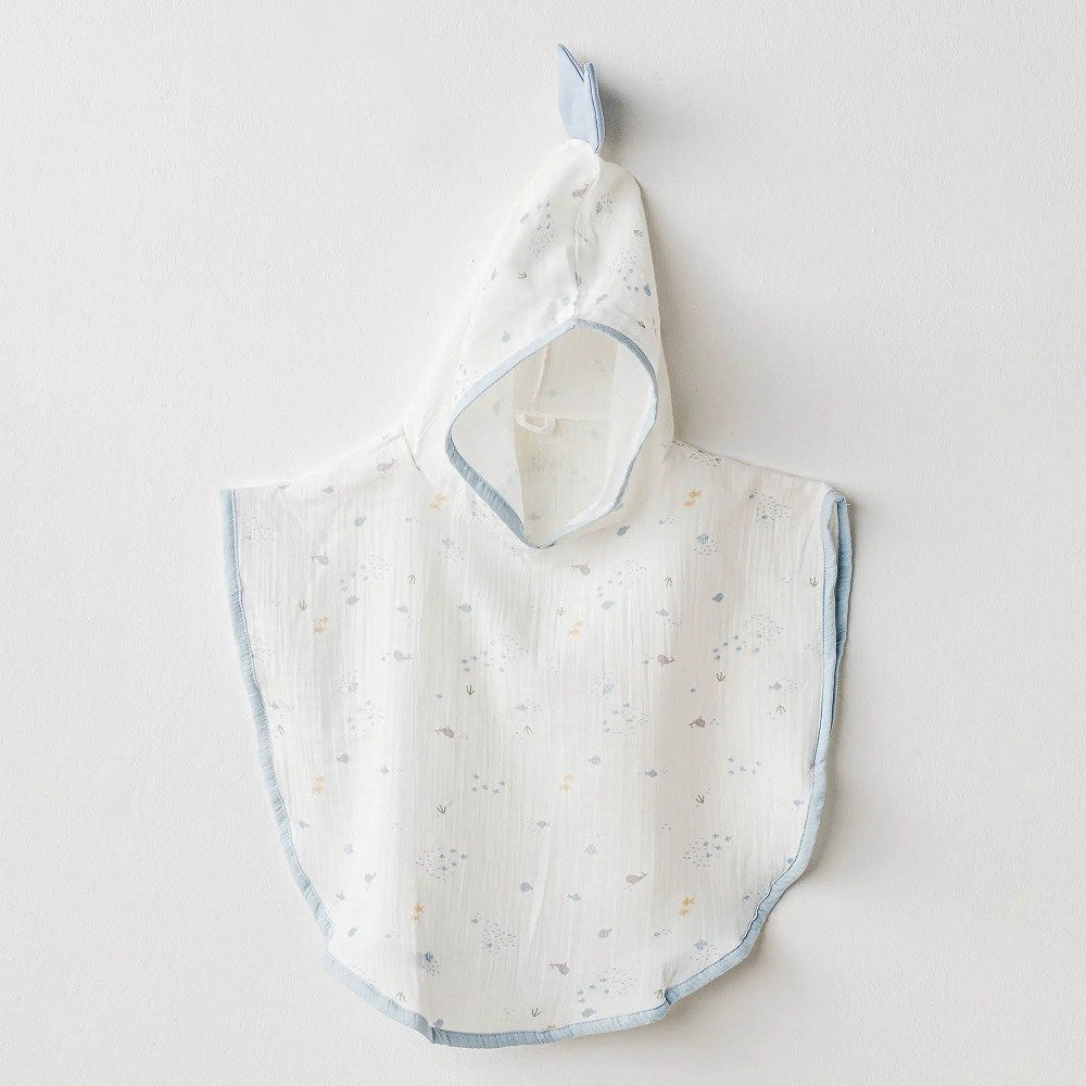 Andy Wawa Andywawa Erkek  Bebek Müslin Kapşonlu Panço- Happy Place Mavi - Havlu Bornoz