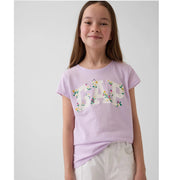 GAP Kız Çocuk Logolu Kısa Kol T-Shirt Lila