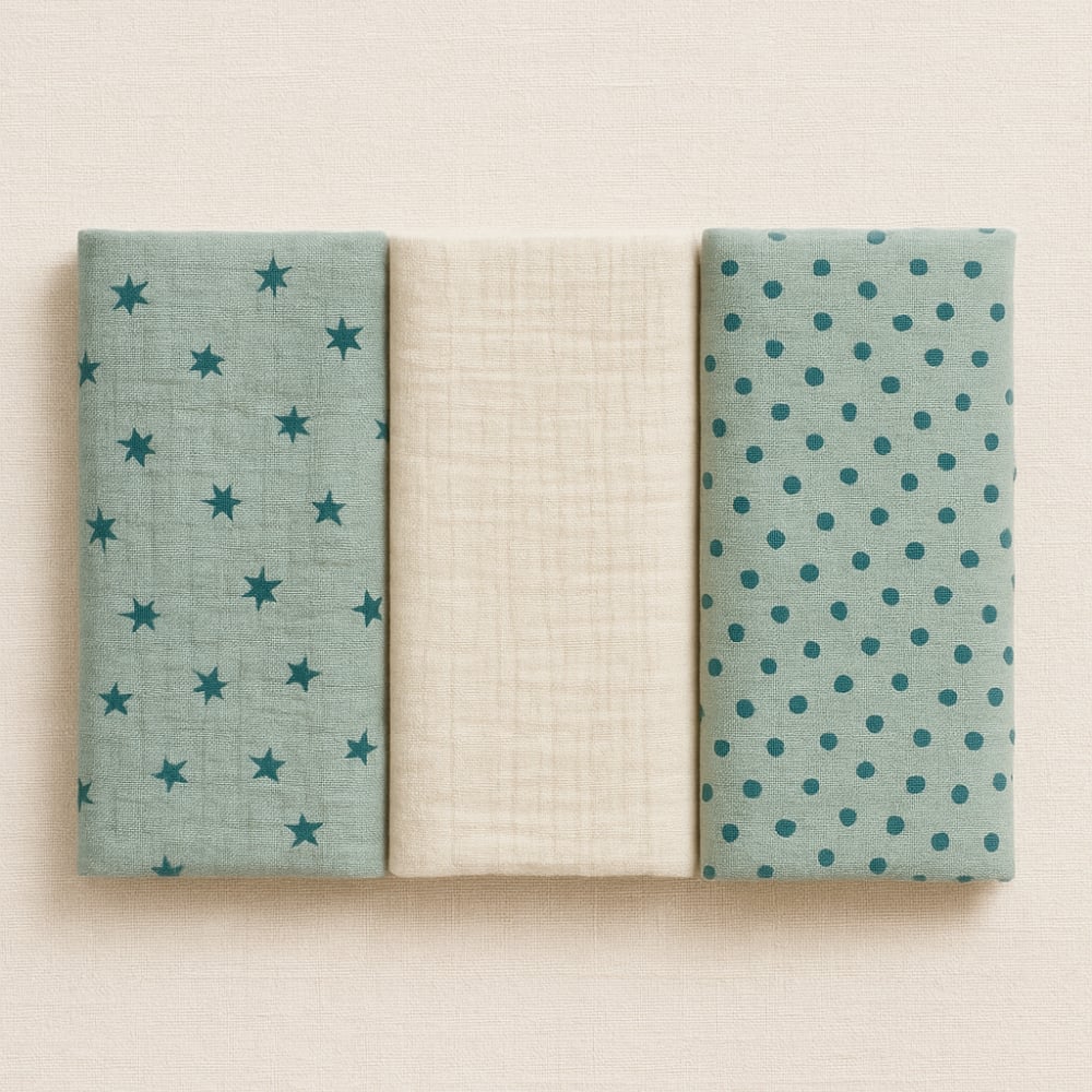 Mama Yoyo 3'lü Müslin Set - Mint Yıldızlı Takım