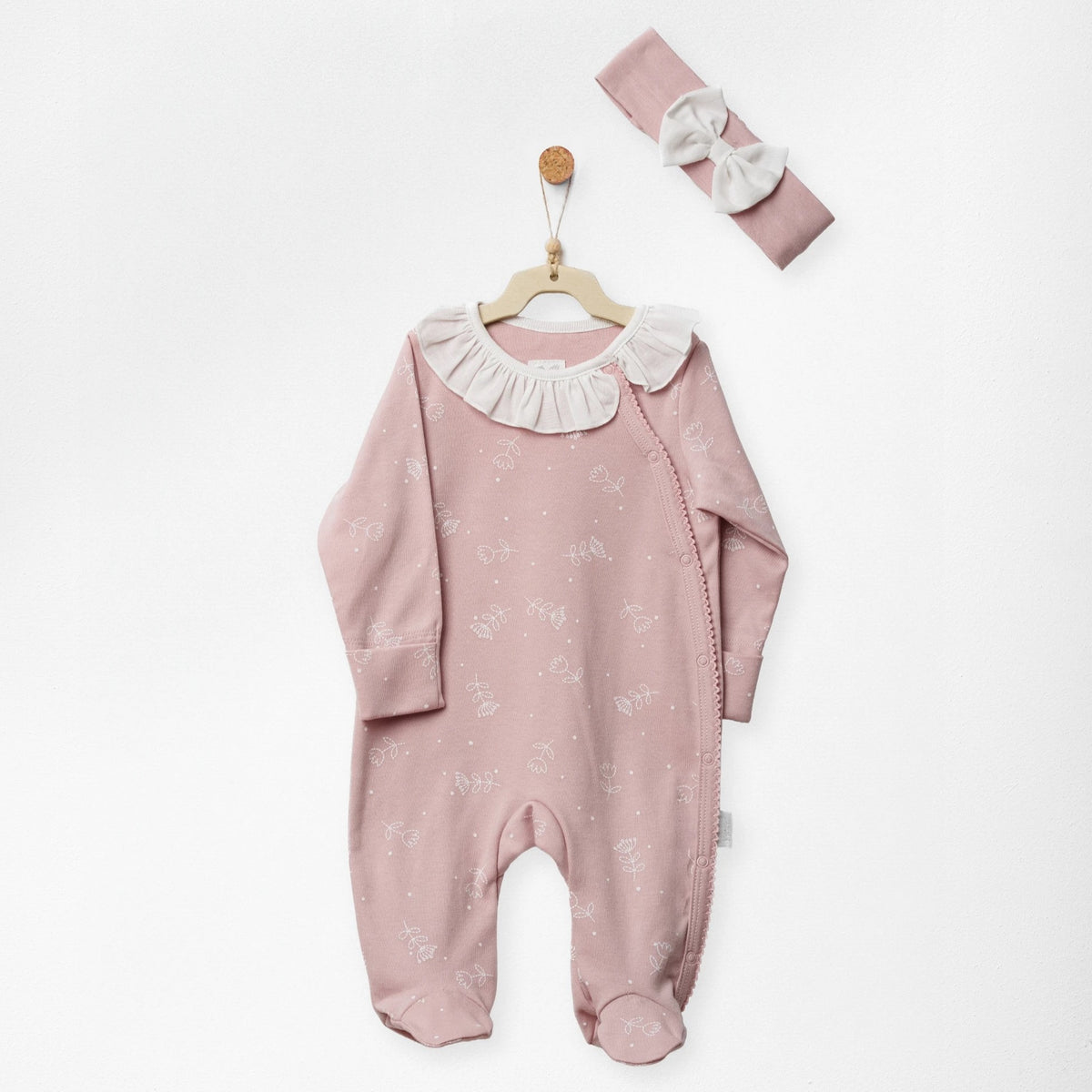Andywawa Kız Bebek Romper Tulum Bandana Set - Royal Baby Pembe
