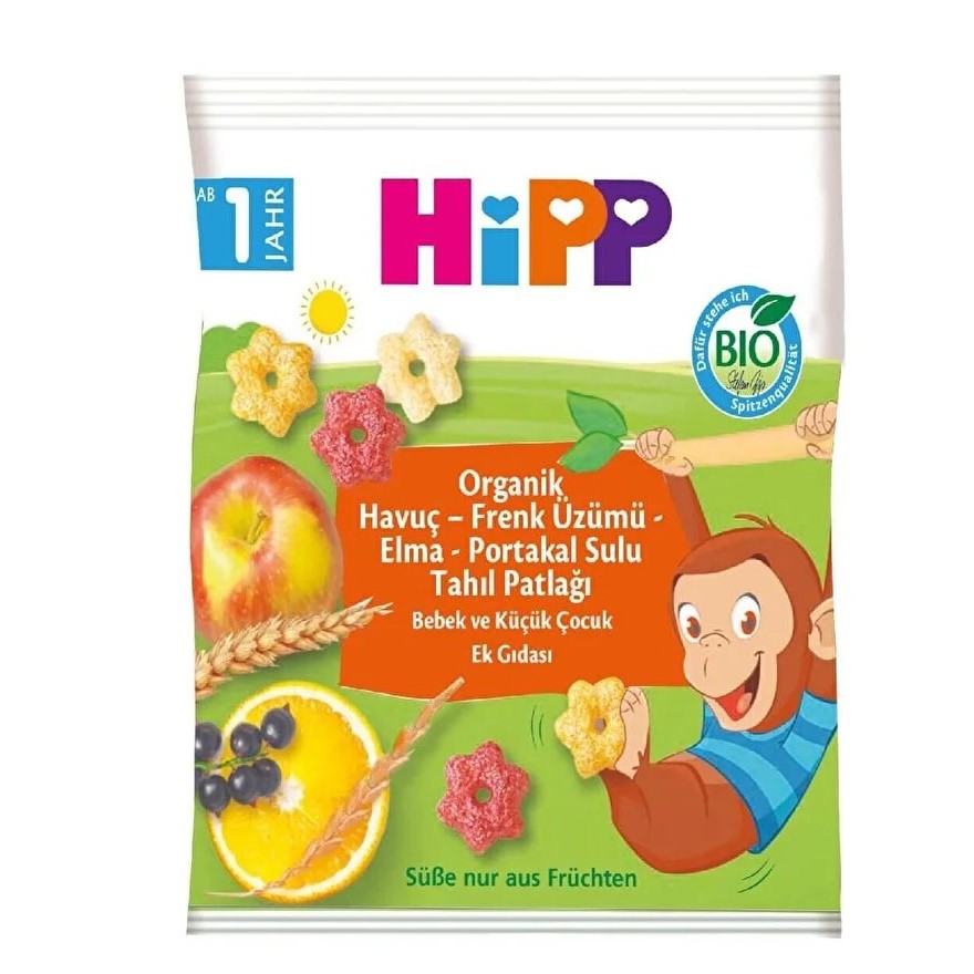 Hipp Organik Havuç Frenk Üzümü Elma Portakal Sulu Tahıl Patlağı 30 Gr STD
