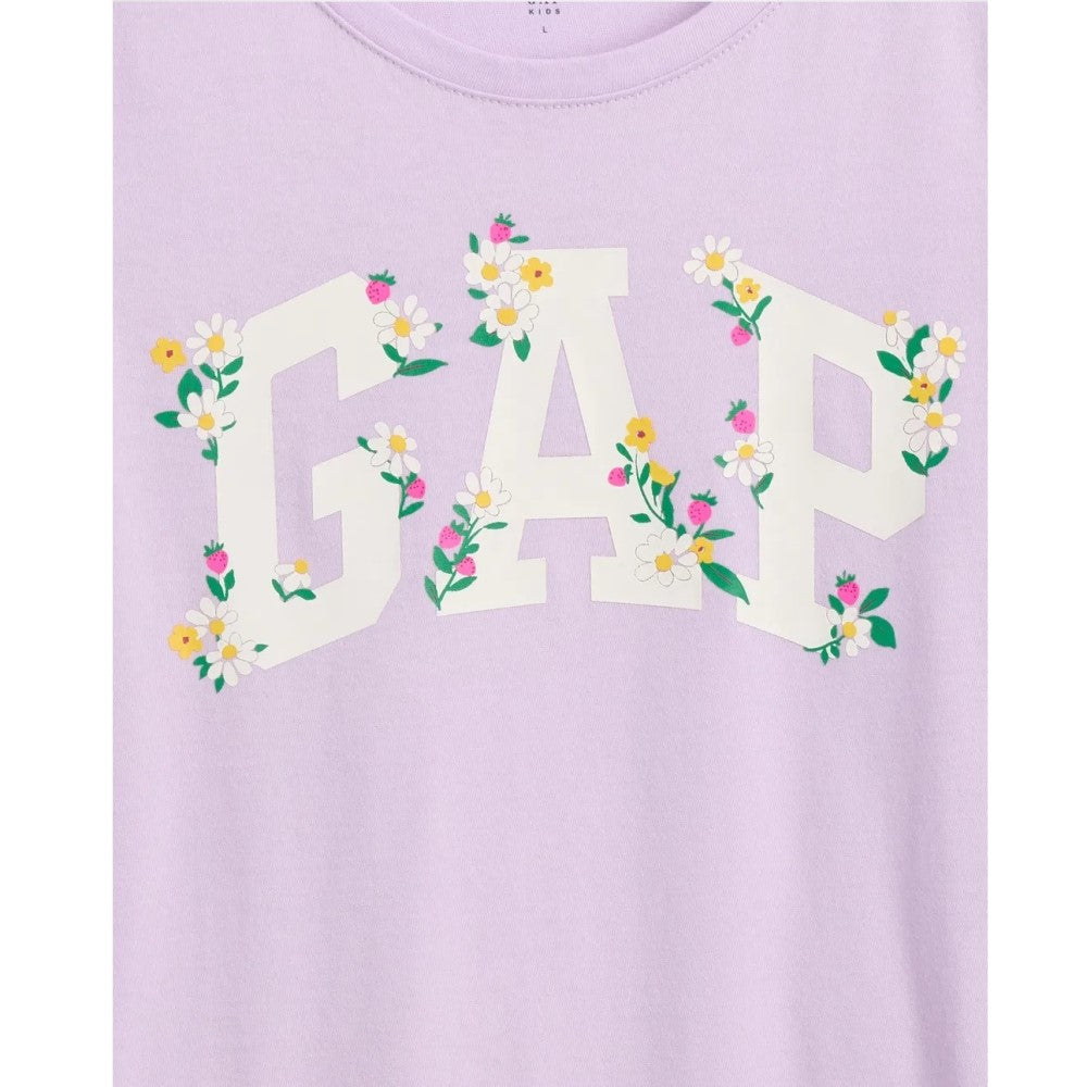 GAP Kız Çocuk Logolu Kısa Kol T-Shirt Lila