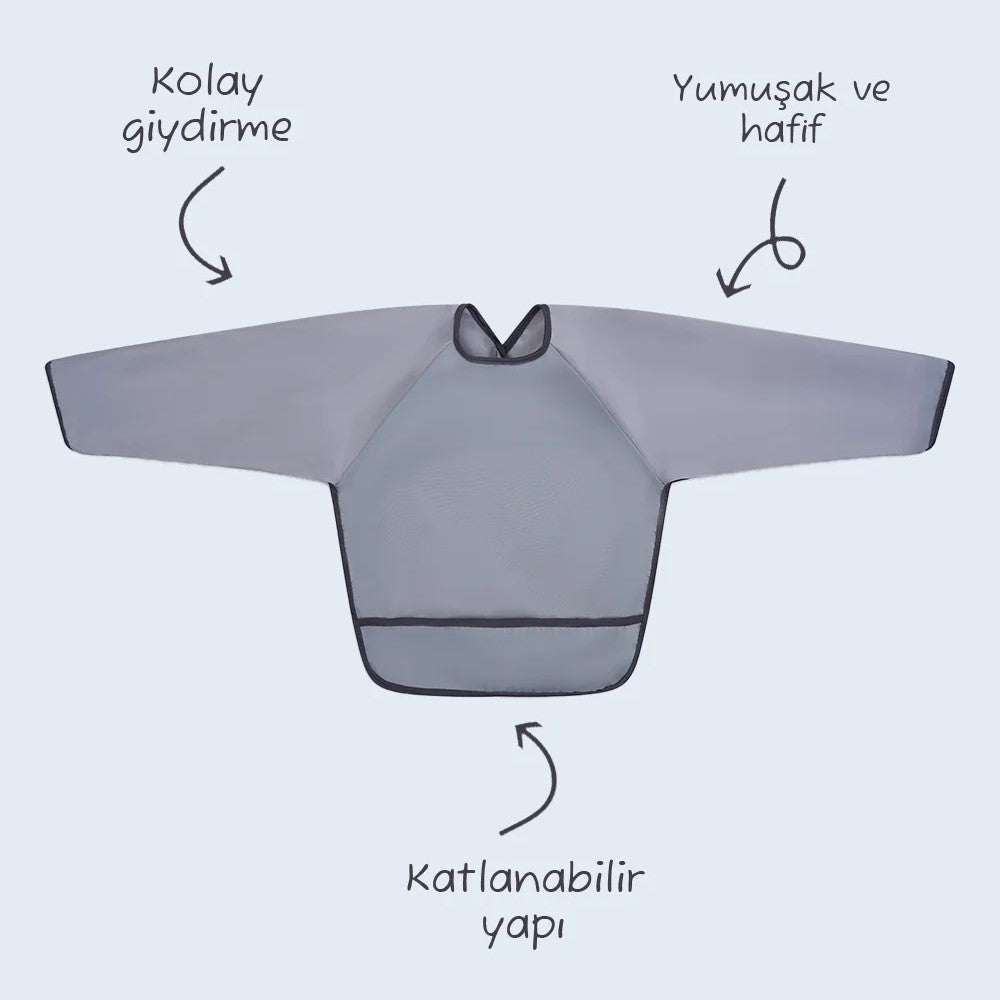 Miniboni Oyun Ve Mama Önlüğü Uzun Kollu Mavi