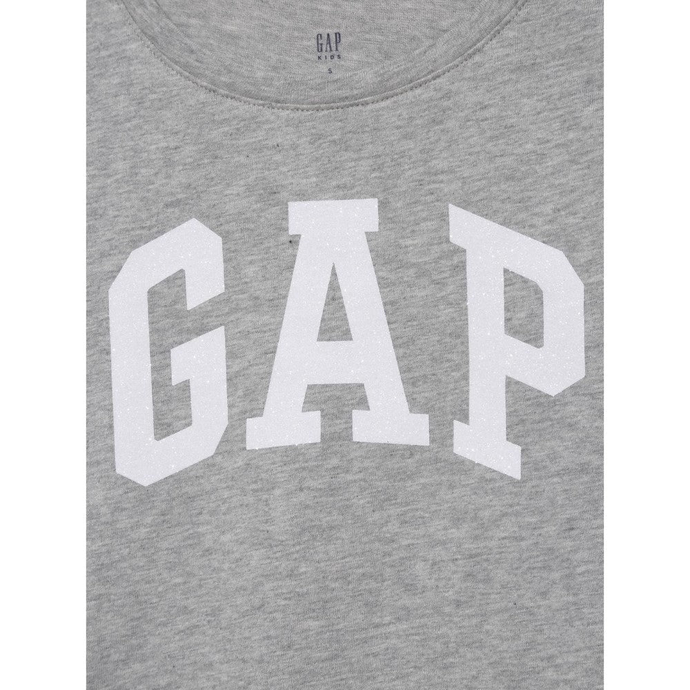 GAP Logolu Kız Çocuk Kısa Kol T-shirt Gri