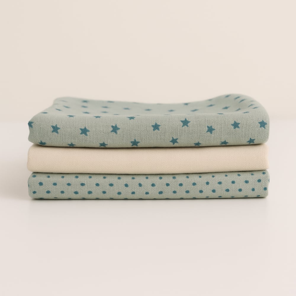 Mama Yoyo 3'lü Müslin Set - Mint Yıldızlı Takım