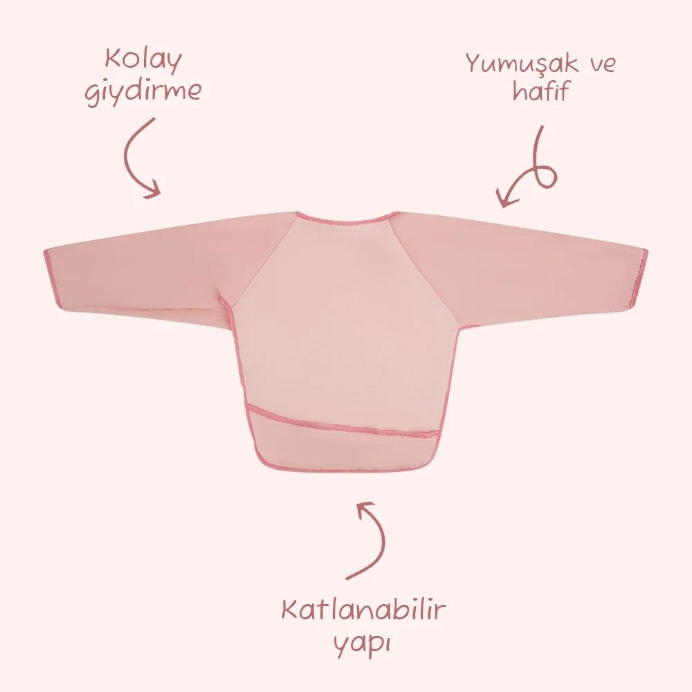 Miniboni Oyun Ve Mama Önlüğü Uzun Kollu Pembe