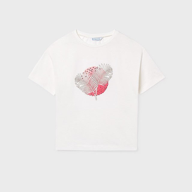 Mayoral Yazlık Kız Kısa Kol T-shirt Ekru