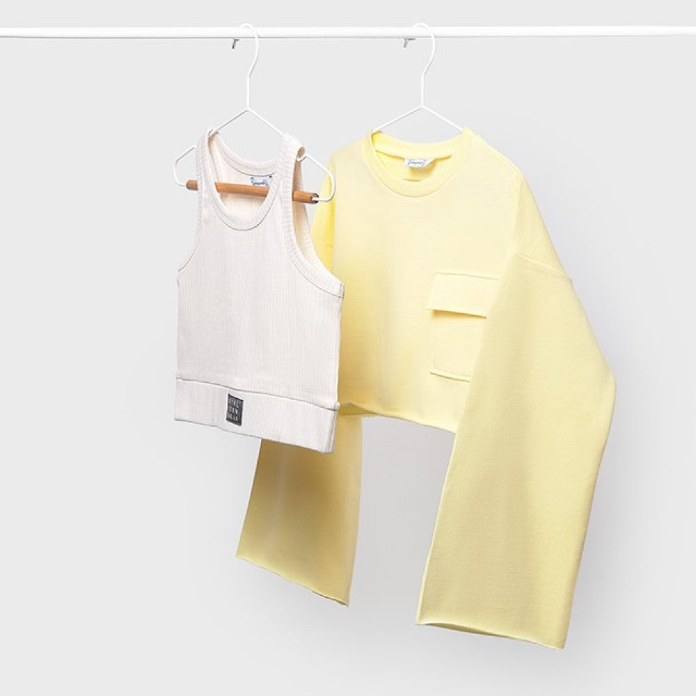Mayoral Yazlık Kız Bluz Sweatshirt Set Sarı