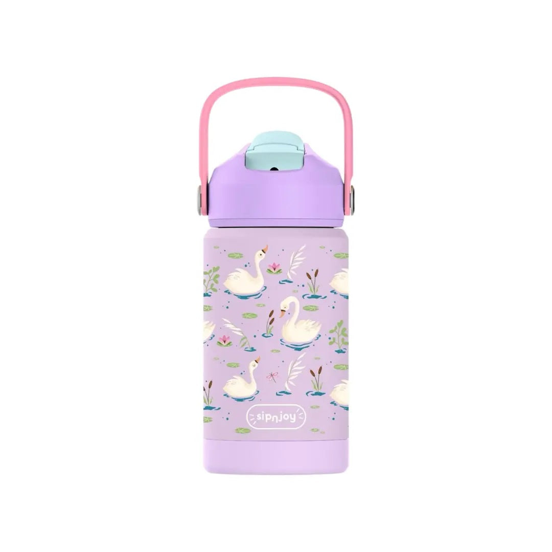 SipnJoy FlipSip Çocuk Su Termosu 360 ml - Swan Harmony - Suluk