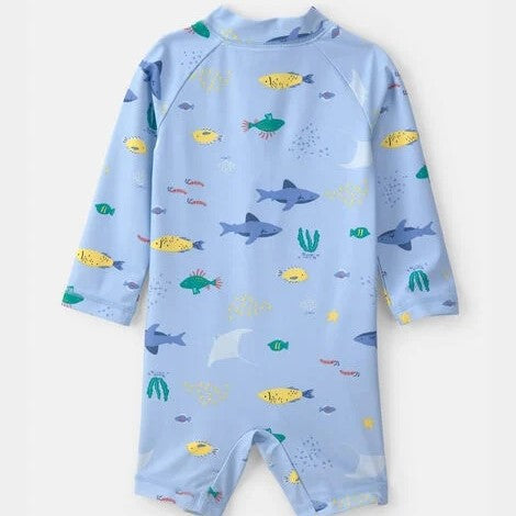 Carter's Erkek Bebek Güneş Koruyucu Mayo Tulum Mavi