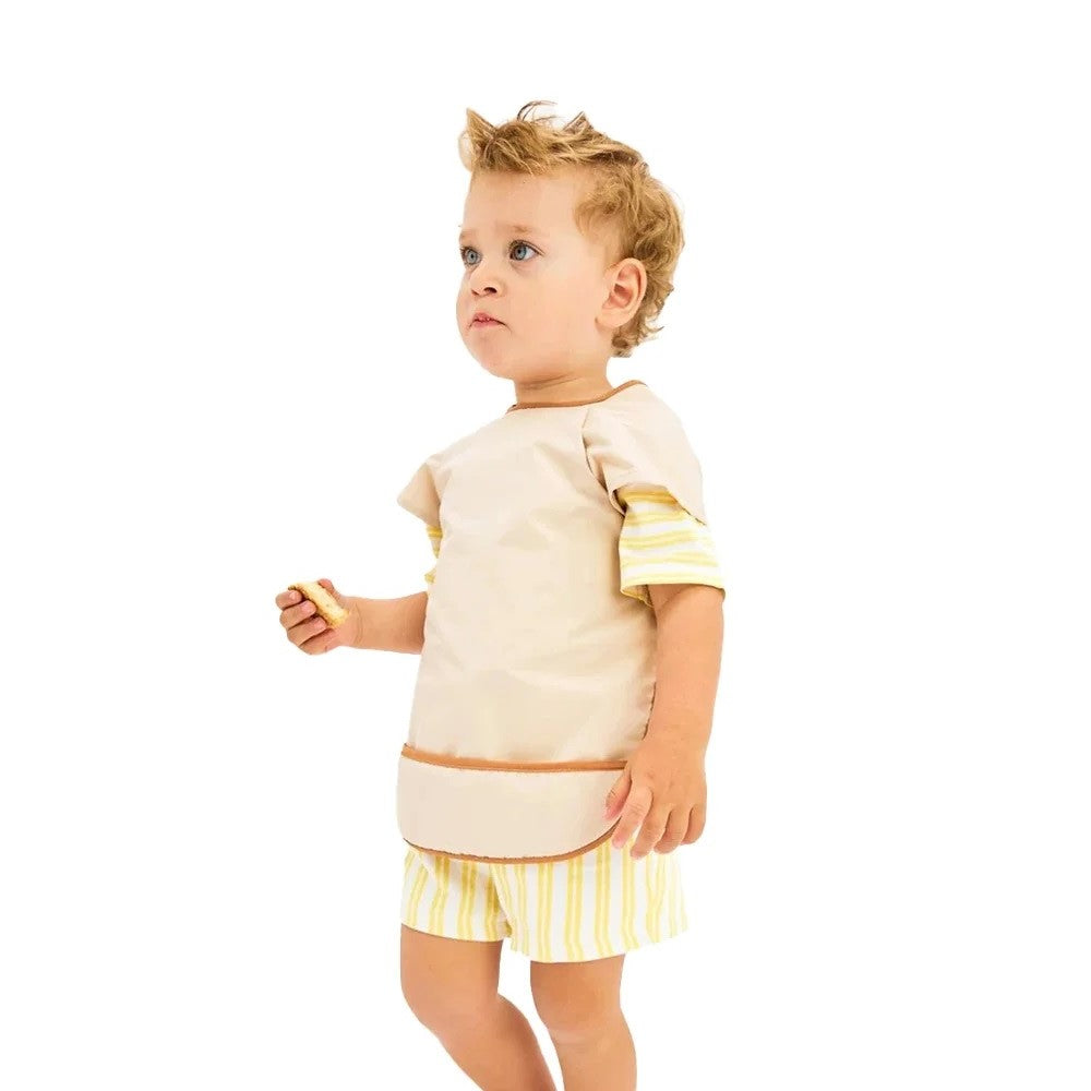 Miniboni Oyun Ve Mama Önlüğü Kısa Kollu Bej