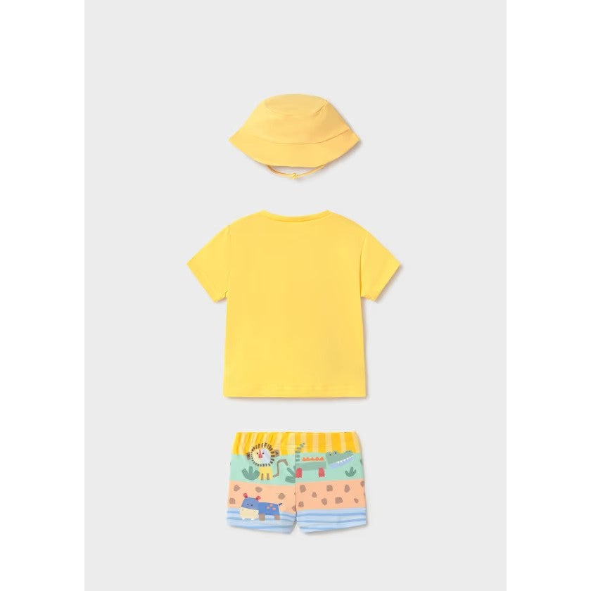 Mayoral Yazlık Erkek Bebek T-shirt Mayo Şapka 3'lü Set Sarı