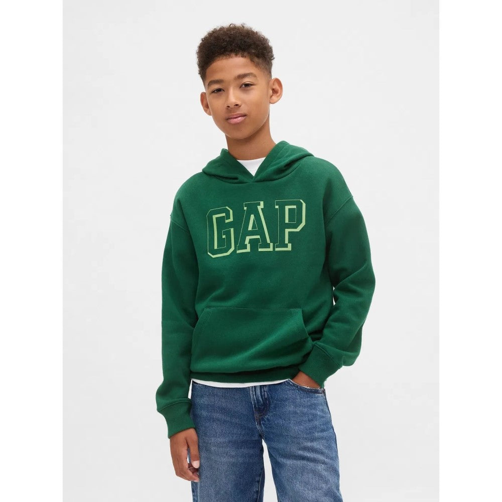 GAP Logolu Kışlık Erkek Çocuk Kapüşonlu Sweatshirt Yeşil