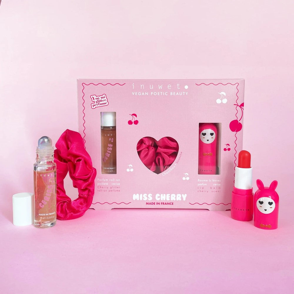 Inuwet Miss Cherry Set (Pembe Saç Tokası, Kiraz Kokulu Parfüm ve Kiraz Aromalı Balm)