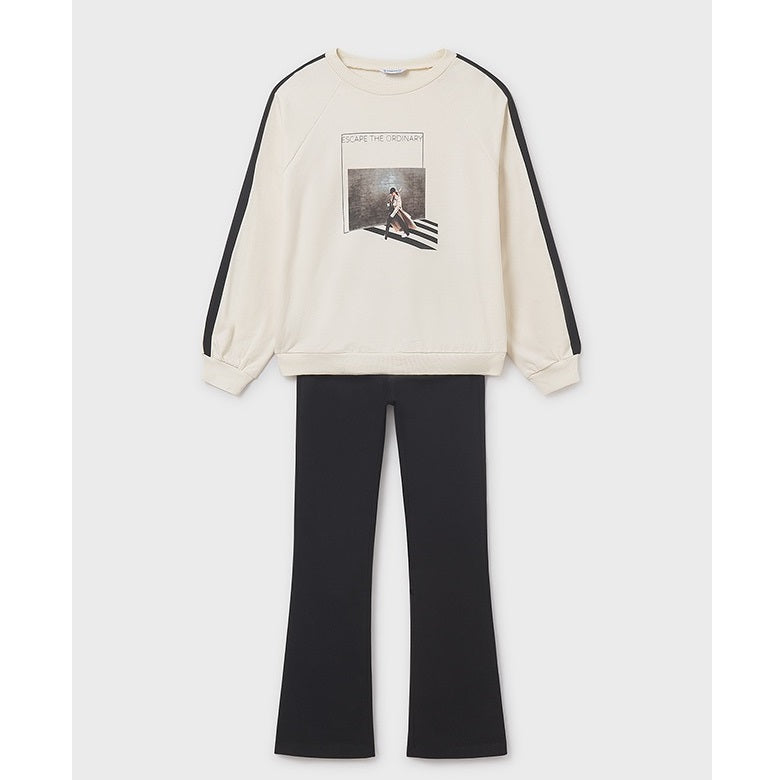 Mayoral Kışlık Kız Sweatshirt Tayt Pantolon Set Siyah
