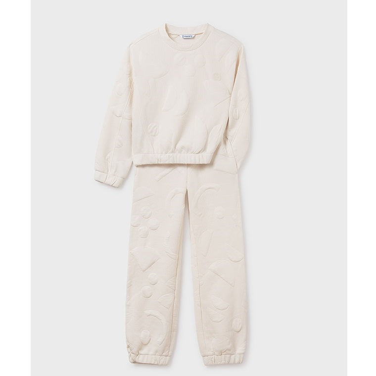 Mayoral Kışlık Kız Sweatshirt Eşofman Set Ekru